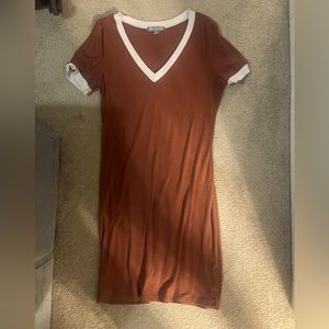 Brown and white size dress